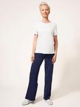 White Stuff Dolce Organic Cotton Wide Leg Joggers, Navy