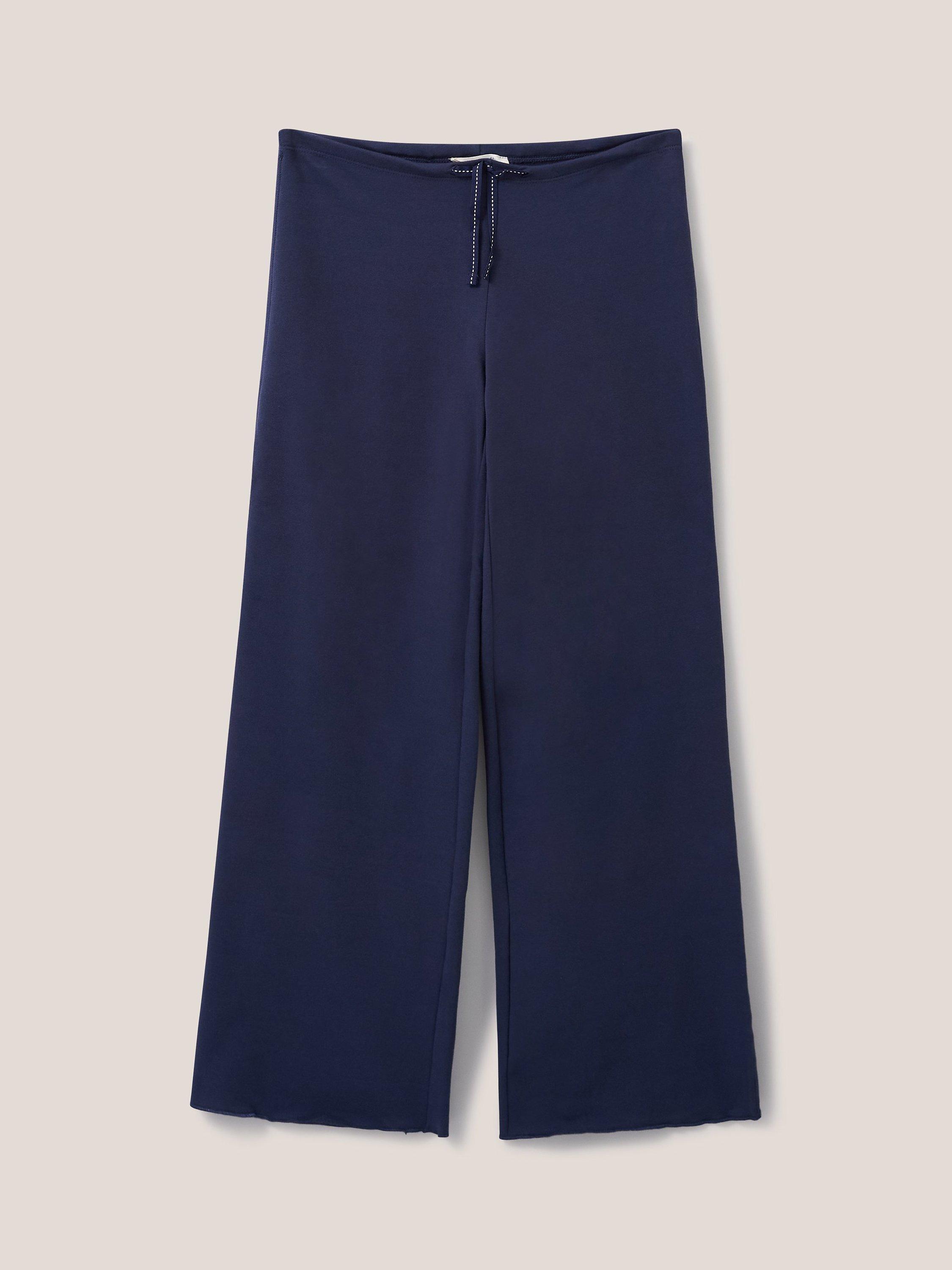 Product image 5 of 7, which shows White Stuff Dolce Organic Cotton Wide Leg Joggers, Navy, 6R