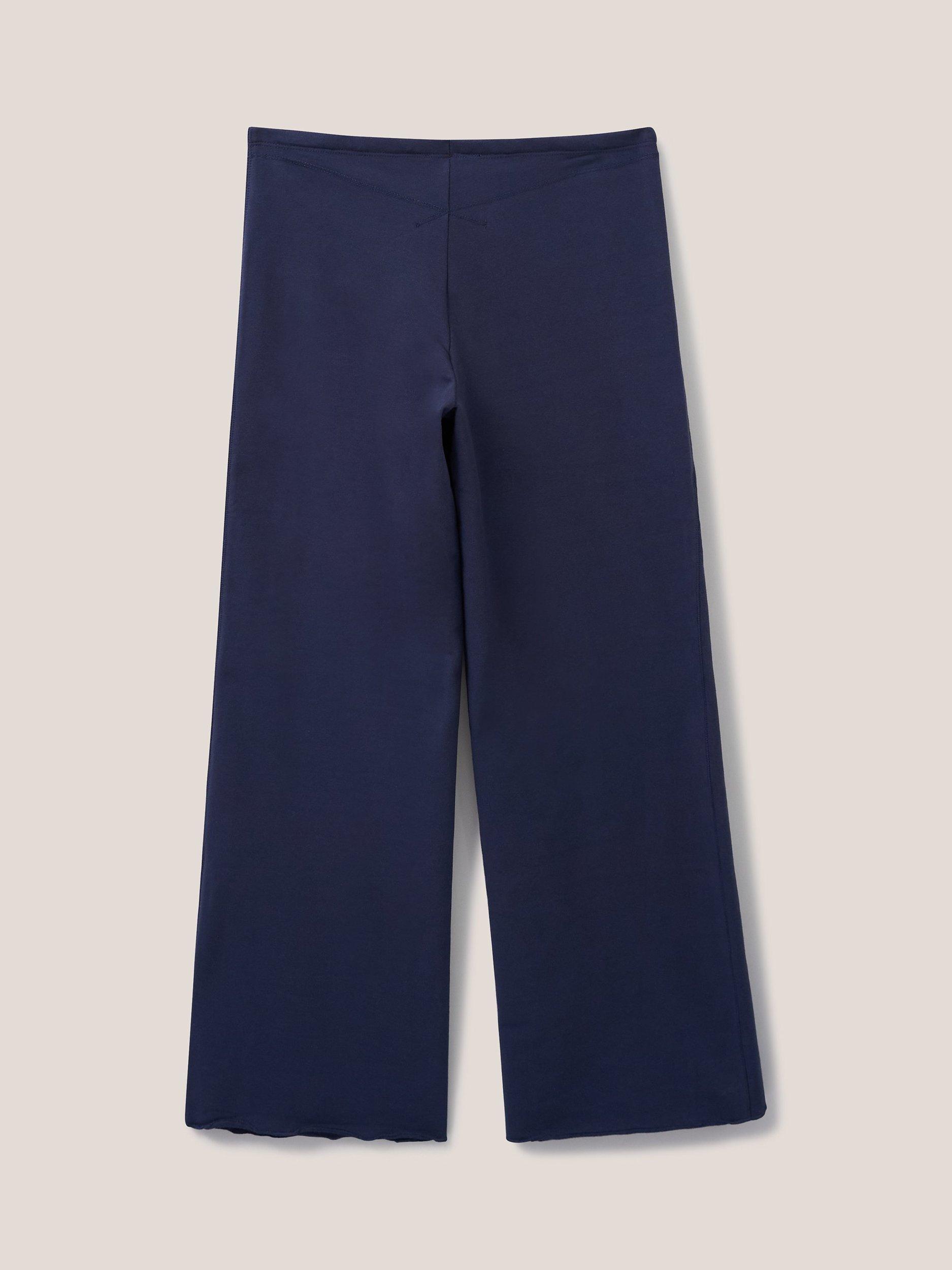 Product image 7 of 7, which shows White Stuff Dolce Organic Cotton Wide Leg Joggers, Navy, 6R