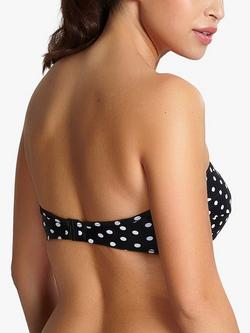 Panache Anya Spot Twist Bandeau Bikini Top, Black/White - view 2, Black/White