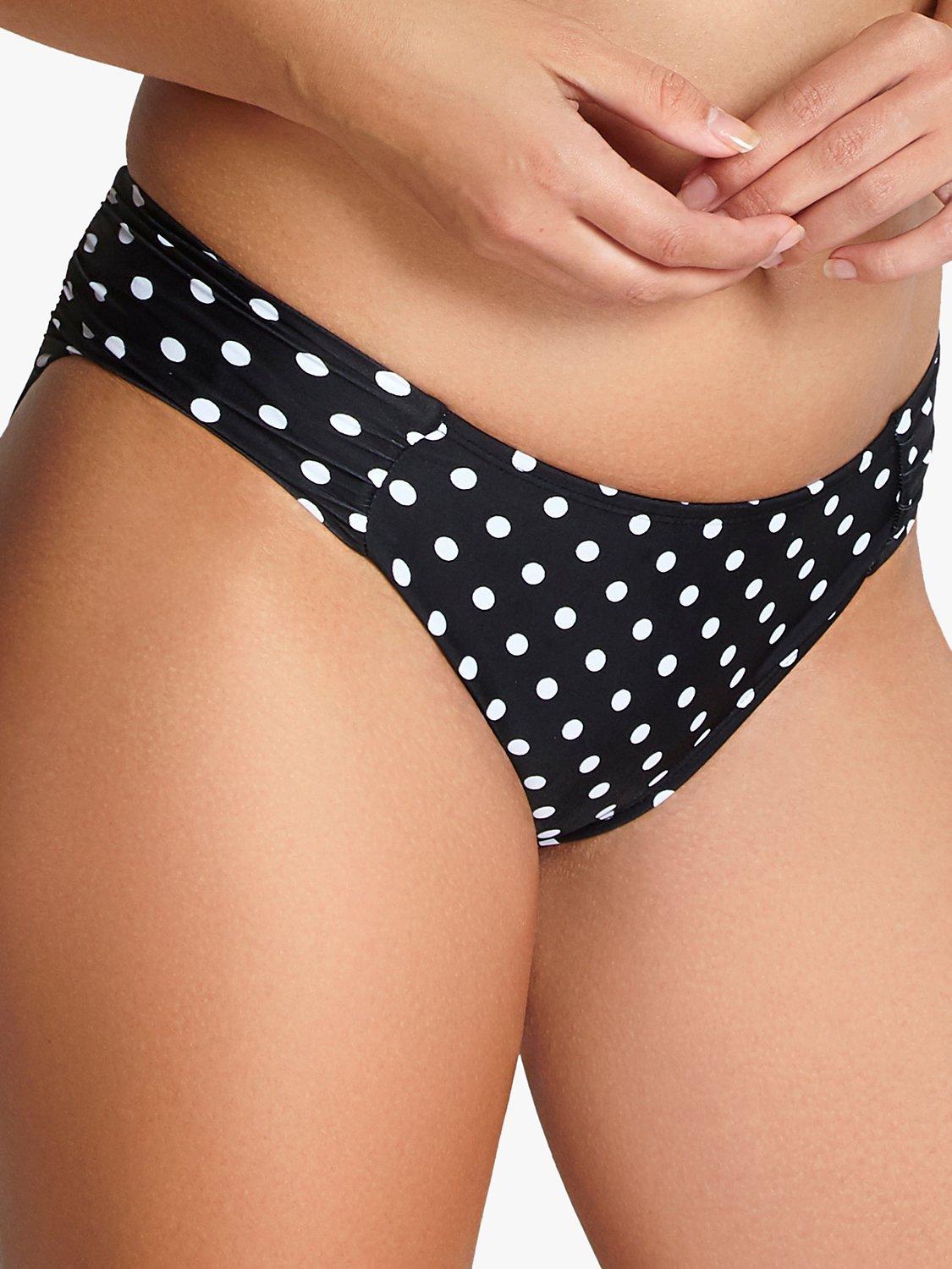 Product image 1 of 4, which shows Panache Anya Spot Bikini Bottoms, Black/White, 12