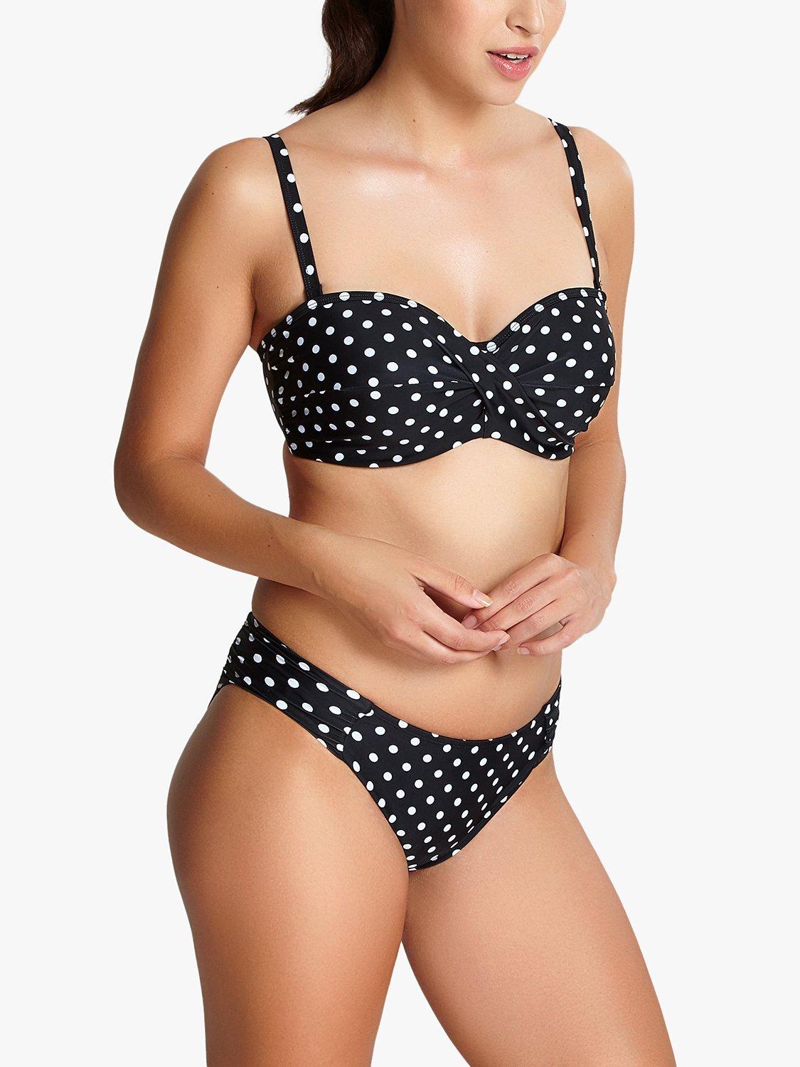 Product image 3 of 4, which shows Panache Anya Spot Bikini Bottoms, Black/White, 12