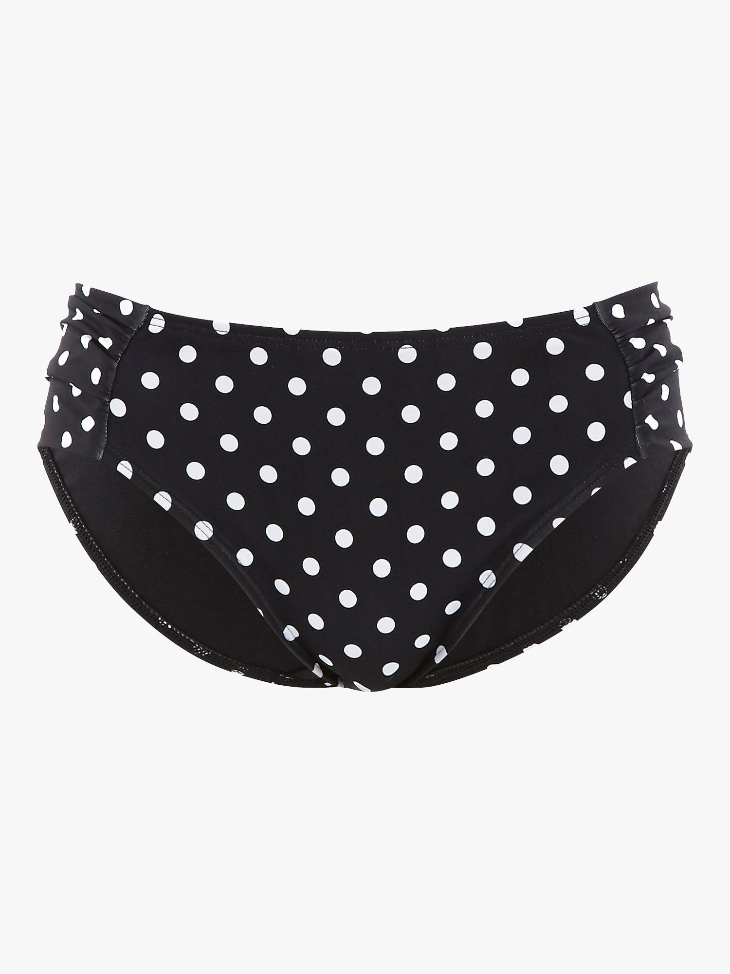 Product image 4 of 4, which shows Panache Anya Spot Bikini Bottoms, Black/White, 12