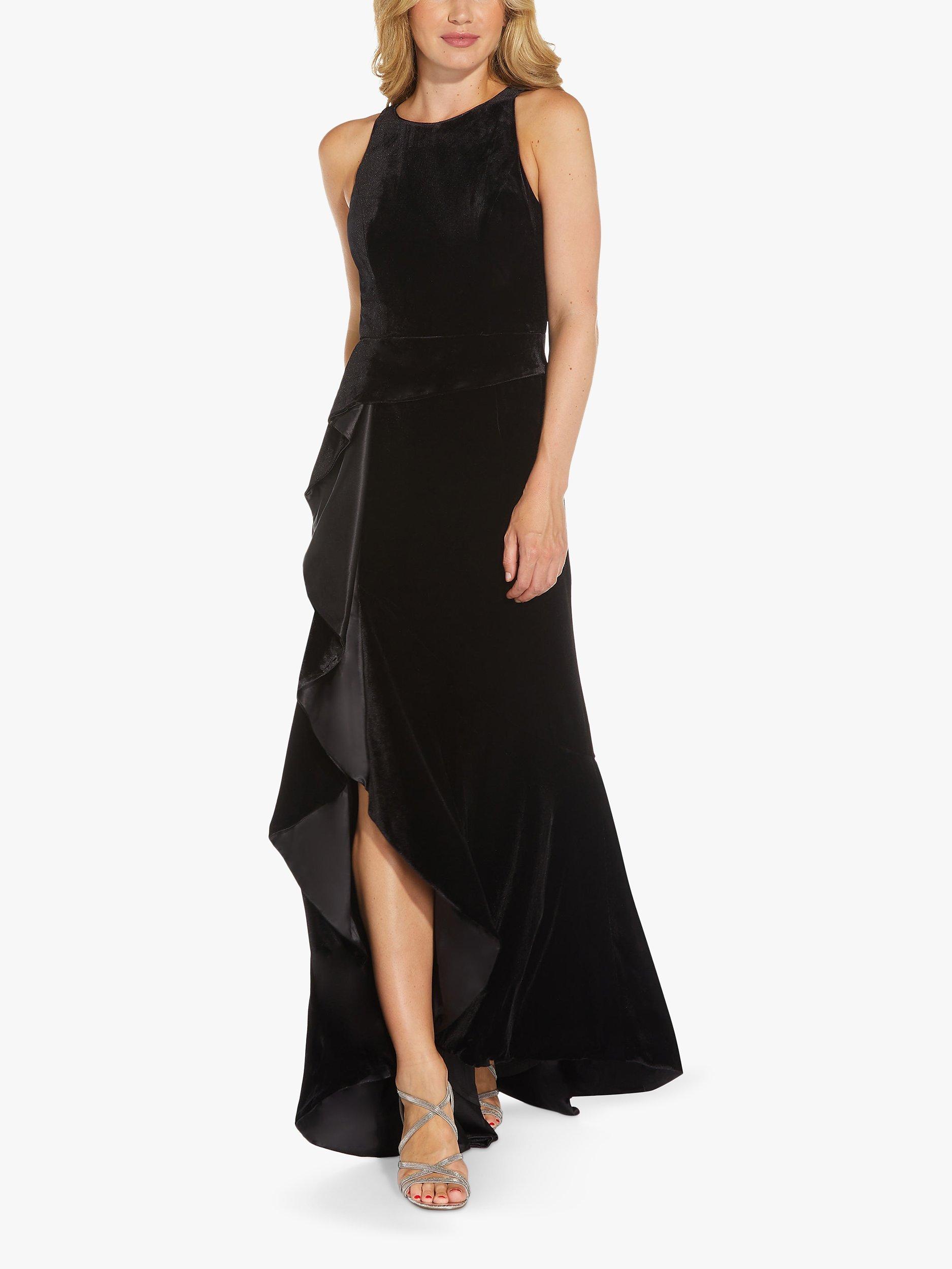 Product image 3 of 5, which shows Adrianna Papell Velvet Cascade Maxi Dress, Black, 6