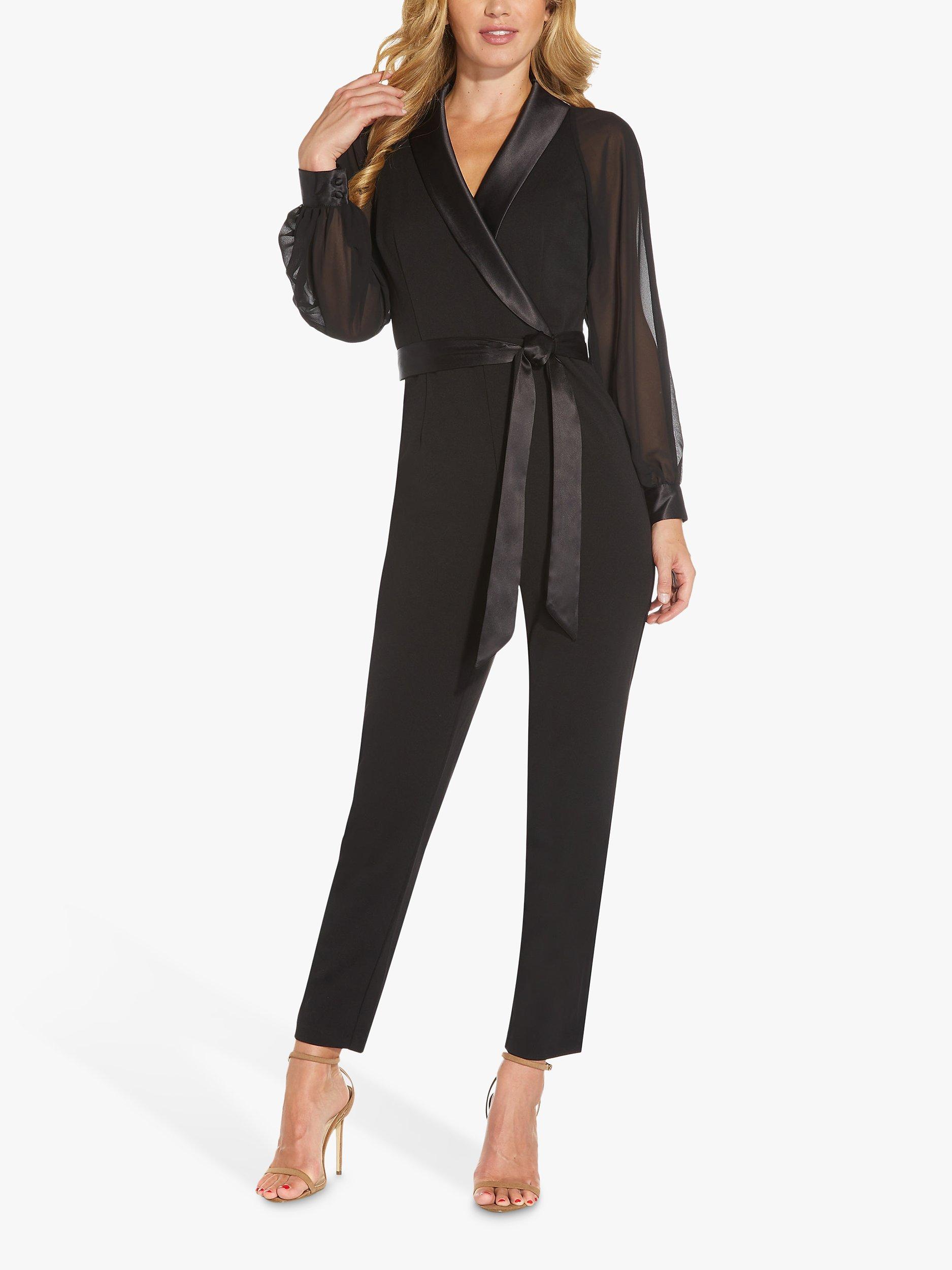 Product image 1 of 5, which shows Adrianna Papell Chiffon Tuxedo Jumpsuit, Black, 6