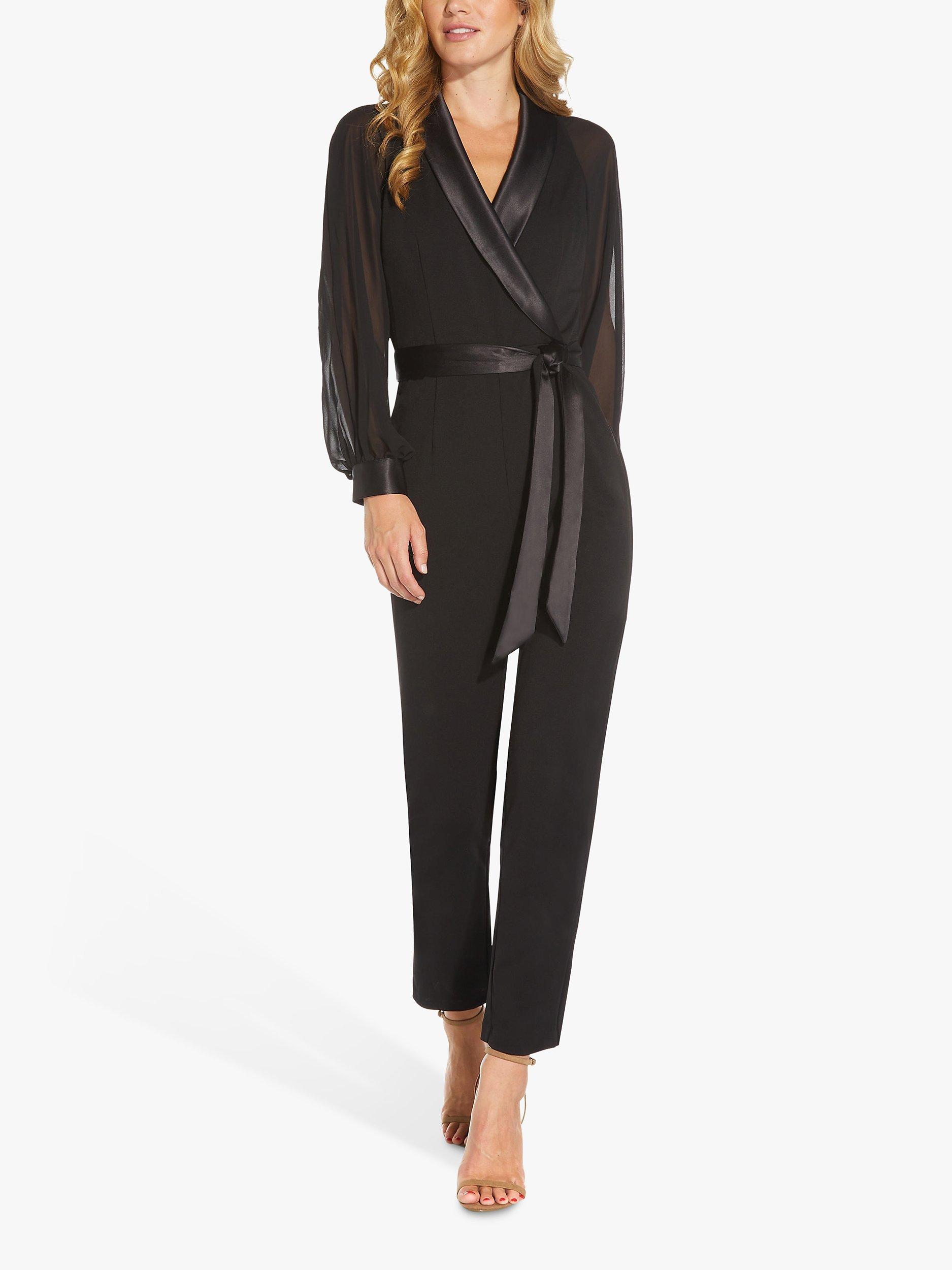Product image 3 of 5, which shows Adrianna Papell Chiffon Tuxedo Jumpsuit, Black, 6