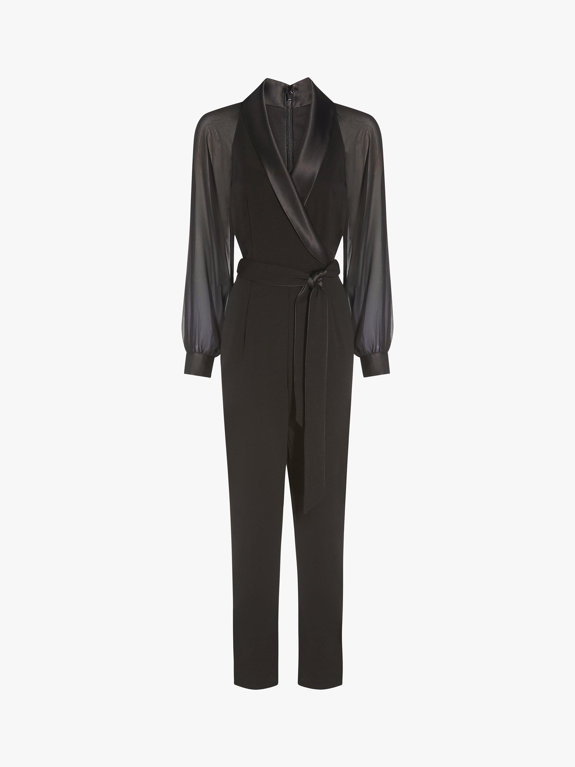 Product image 4 of 5, which shows Adrianna Papell Chiffon Tuxedo Jumpsuit, Black, 6
