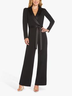 Adrianna Papell Knit Crepe Tuxedo Jumpsuit, Black
