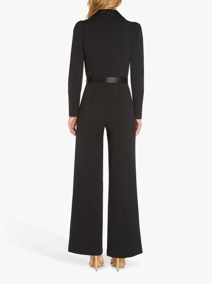 Adrianna Papell Knit Crepe Tuxedo Jumpsuit - view 2, Black