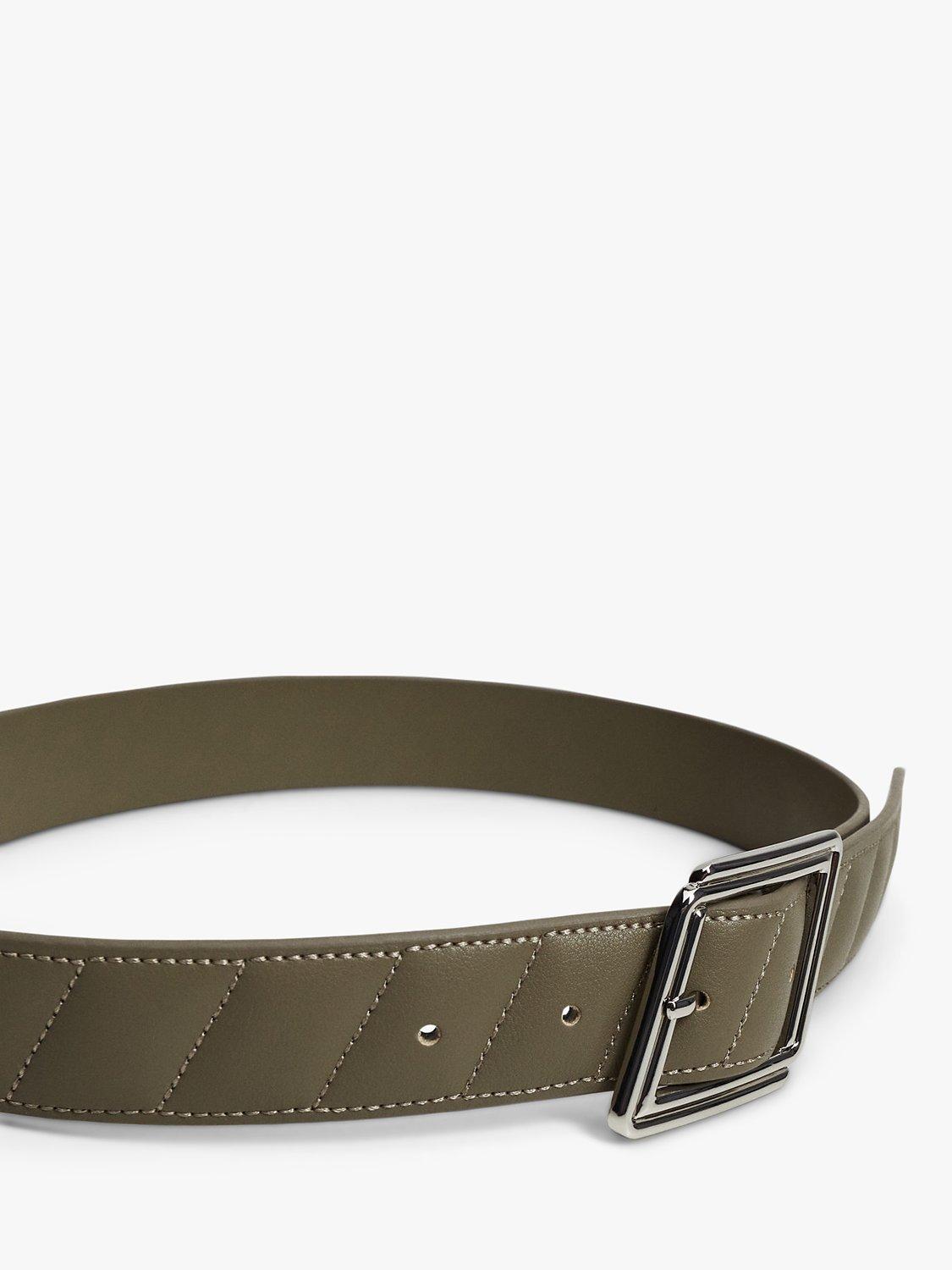 Product image 2 of 4, which shows Mango Oblique Stitch Detail Belt, Brown, S