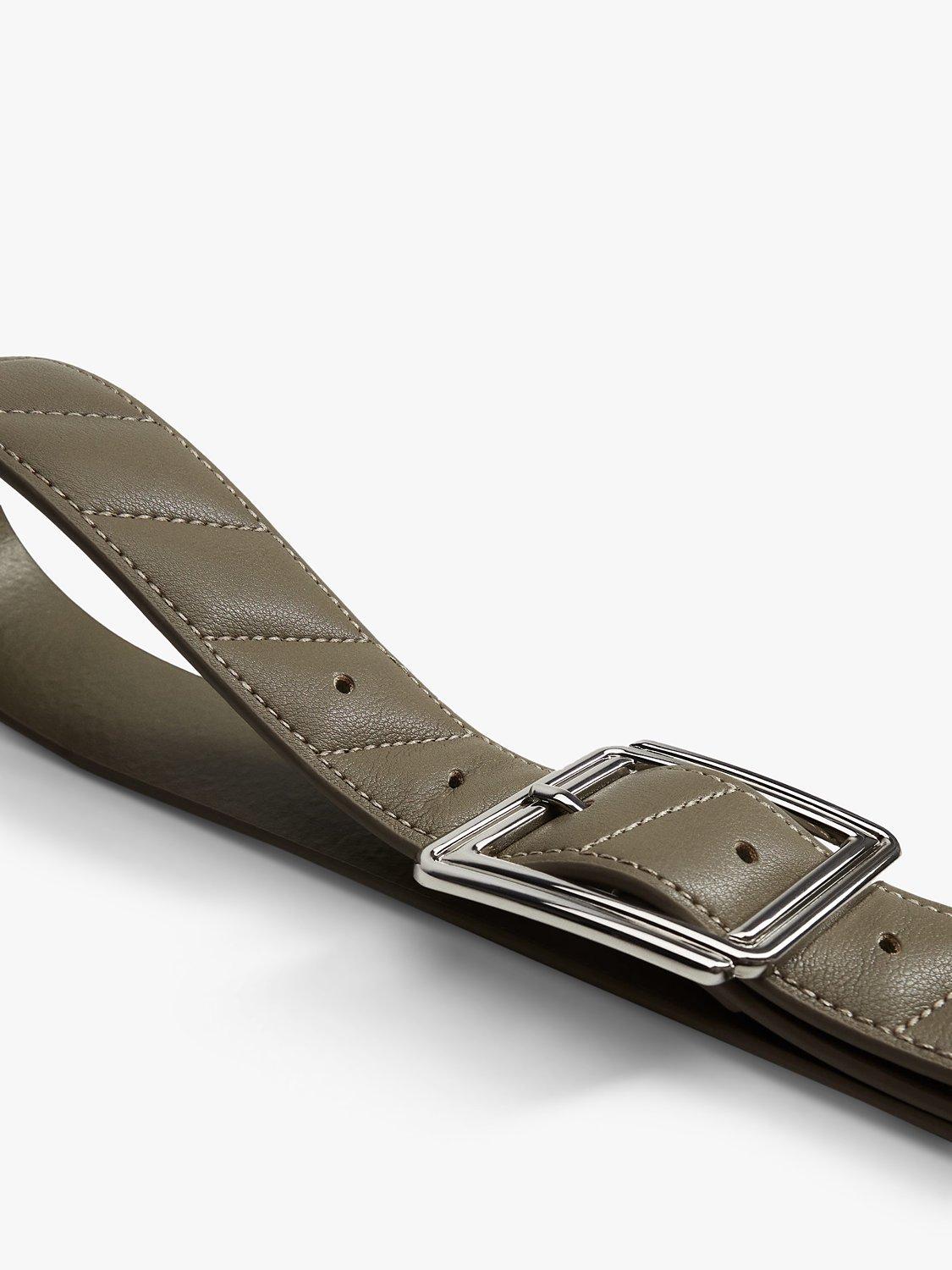 Product image 3 of 4, which shows Mango Oblique Stitch Detail Belt, Brown, S