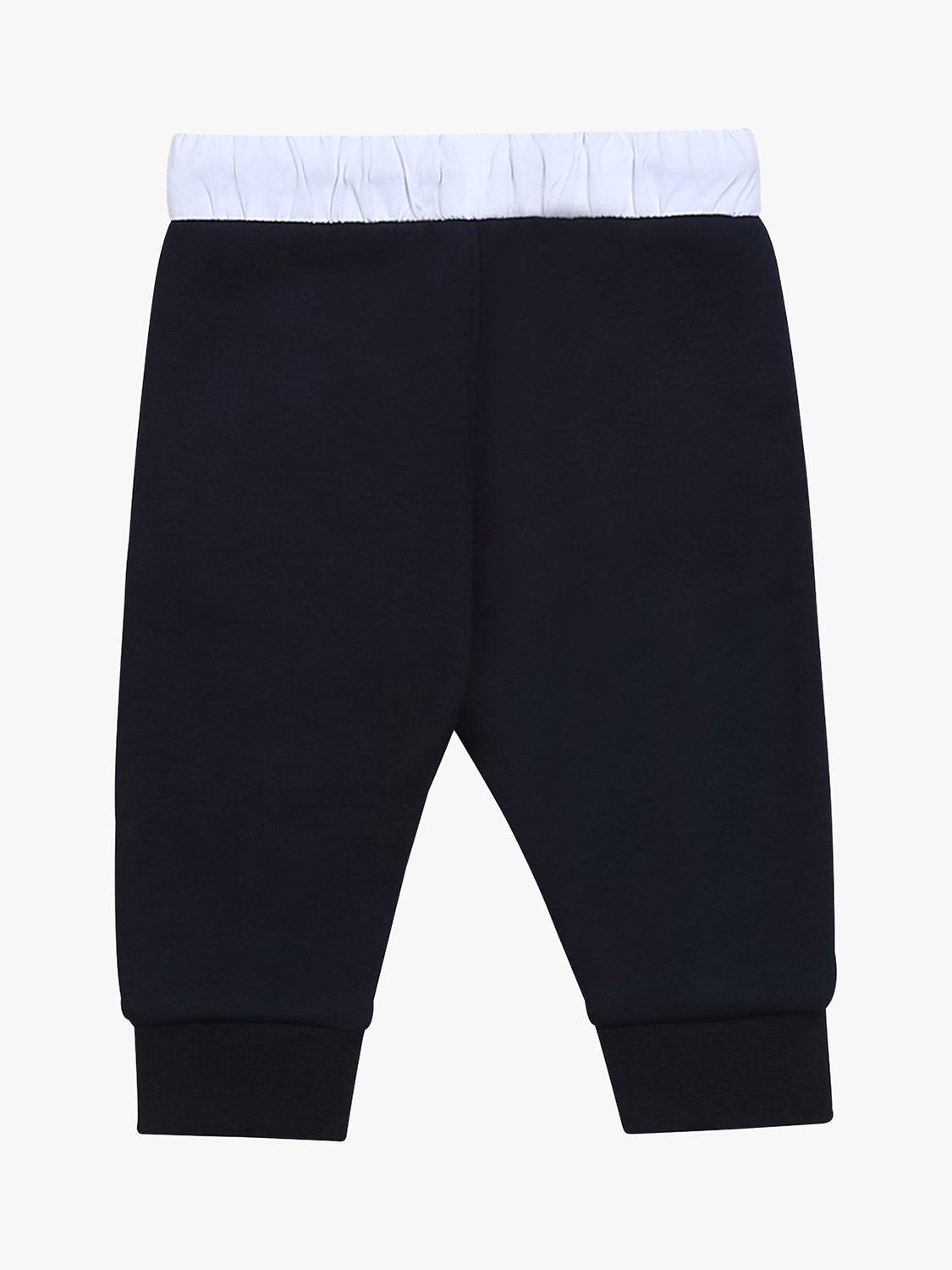Product image 2 of 2, which shows BOSS Baby Cotton Blend Colour Block Logo Joggers, Navy, 9 months