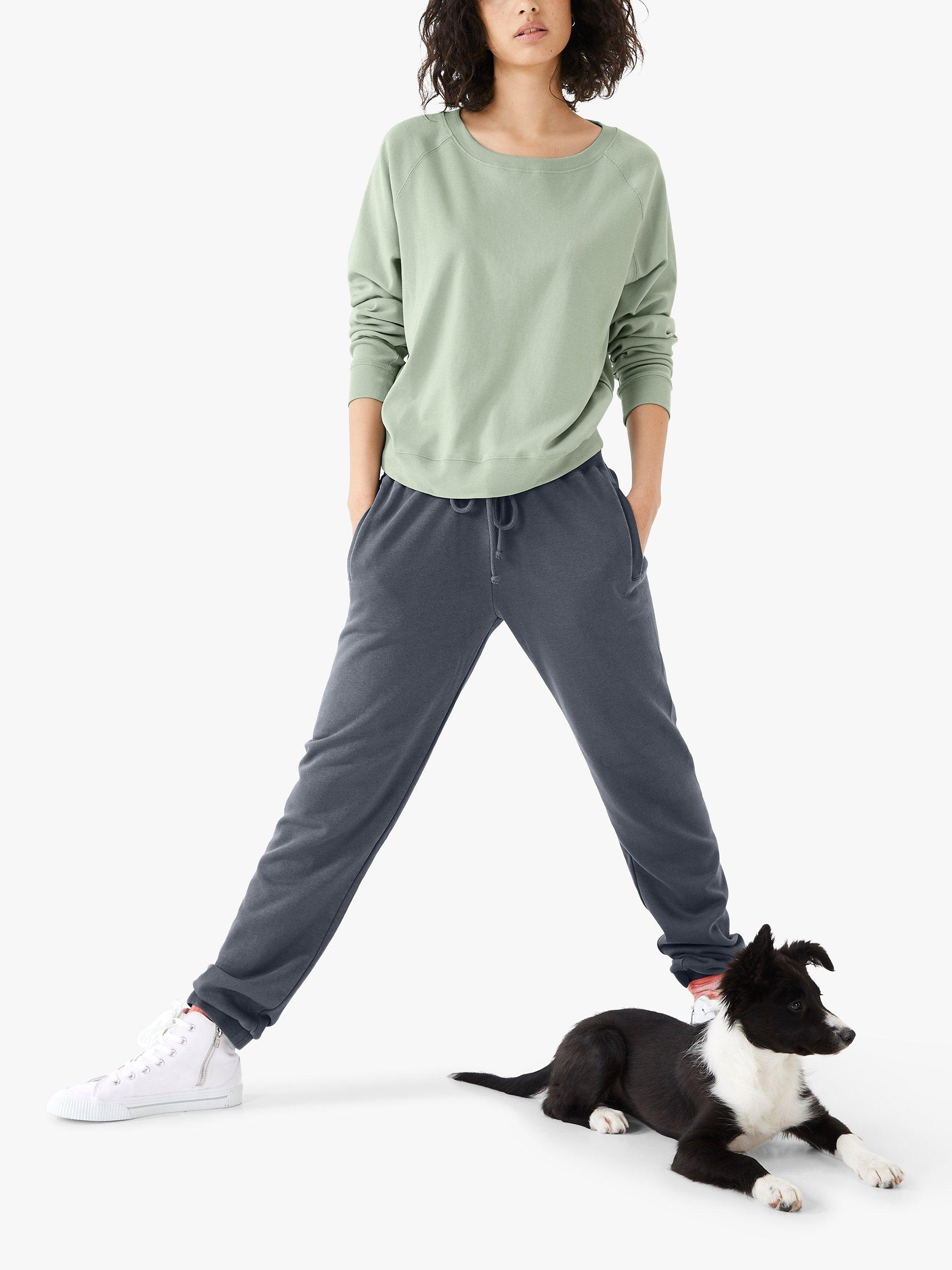 HUSH Tilda Raglan Sleeve Organic Cotton Sweatshirt, Grey Green
