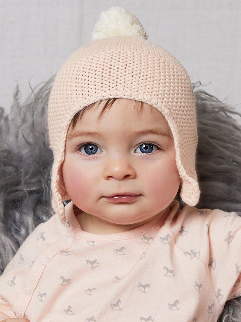 The Little Tailor Baby Trapper Knit Hat, Pink