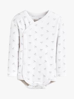 The Little Tailor Baby Rocking Horse Print Long Sleeve Bodysuit, Pack of 2 - view 2, Grey/White