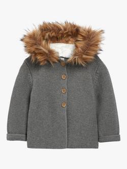 The Little Tailor Baby Faux Fur Trimmed Hooded Jacket - view 2, Charcoal