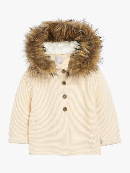 The Little Tailor Baby Faux Fur Trimmed Hooded Jacket - view 2, Pink