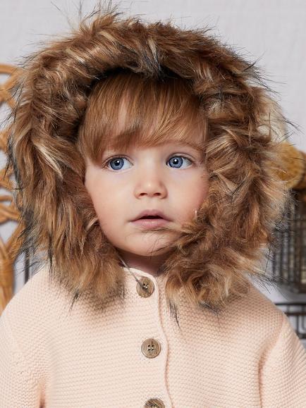 The Little Tailor Baby Faux Fur Trimmed Hooded Jacket, Pink