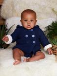The Little Tailor Kids' Plush Lined Knitted Pram Jacket, Blue