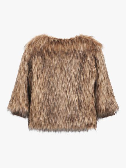 The Little Tailor Kids' Faux Fur Jacket, Brown - view 2, Brown