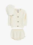 The Little Tailor Baby Three Piece Cardigan, Bloomer & Bonnet Set