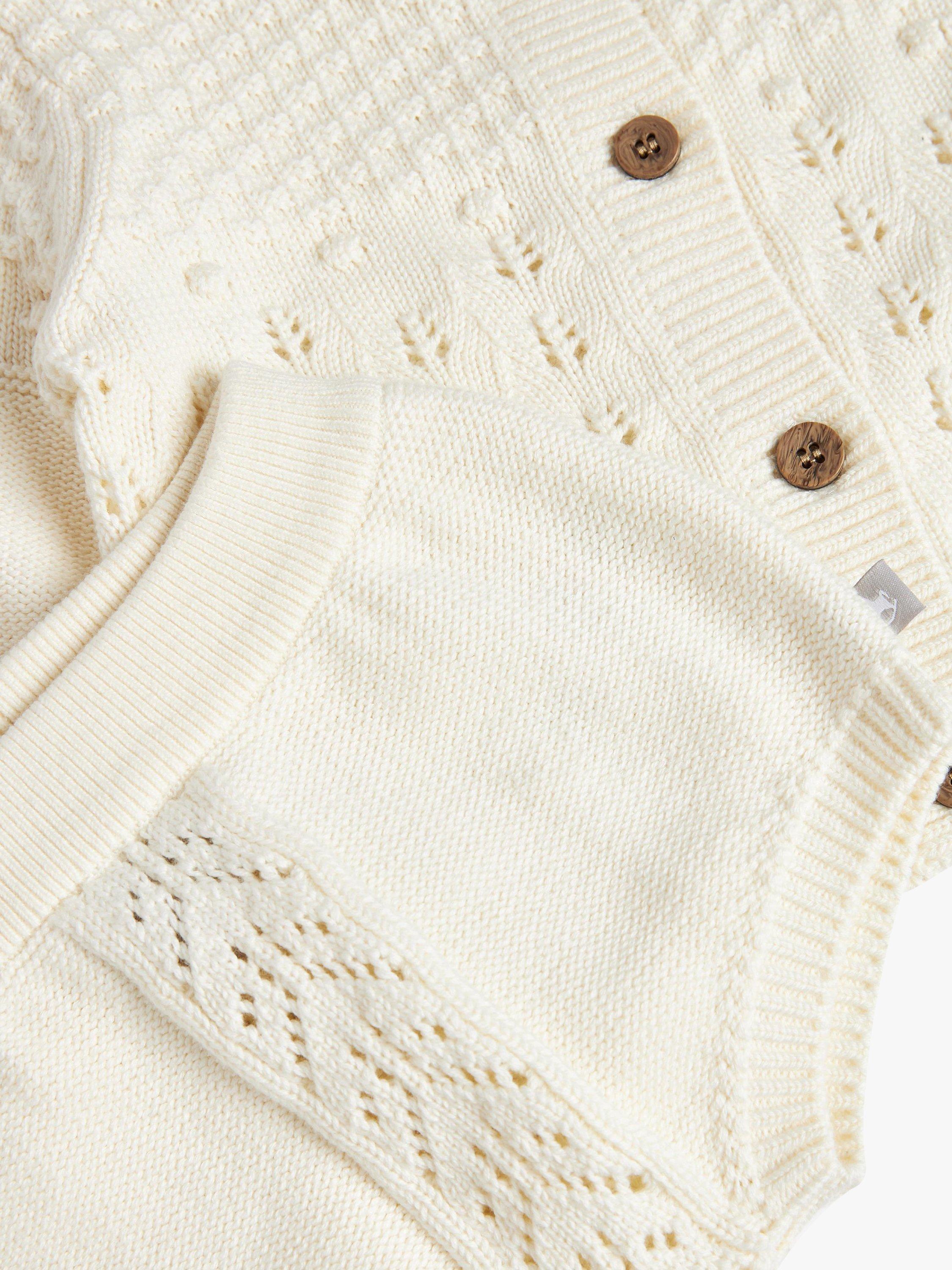 Product image 2 of 9, which shows The Little Tailor Baby Three Piece Cardigan, Bloomer & Bonnet Set, Cream, 6-9 months