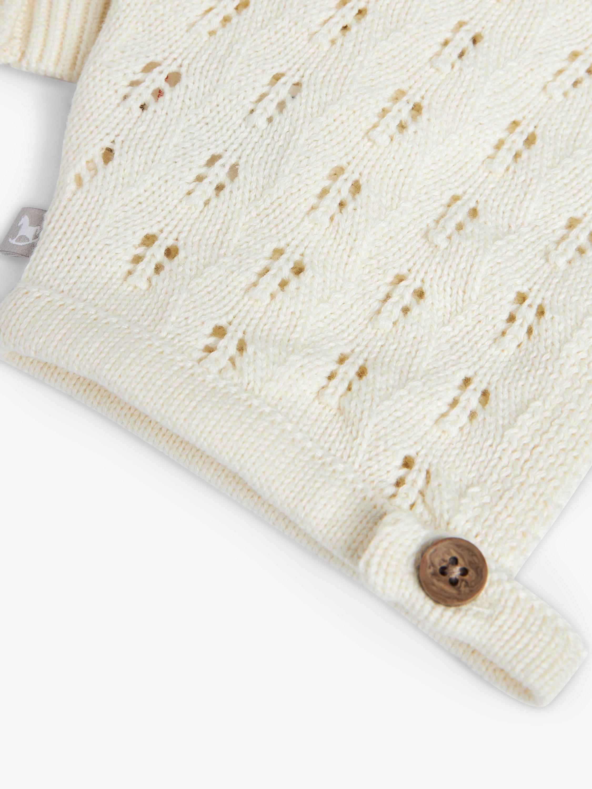 Product image 9 of 9, which shows The Little Tailor Baby Three Piece Cardigan, Bloomer & Bonnet Set, Cream, 6-9 months