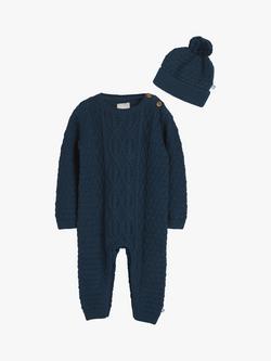 The Little Tailor Baby Two Piece Romper & Hat Set - view 2, Navy