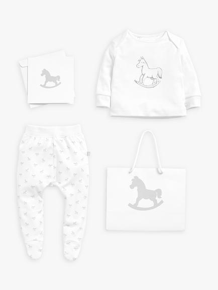 The Little Tailor Baby Cotton Top and Bottom Set, White