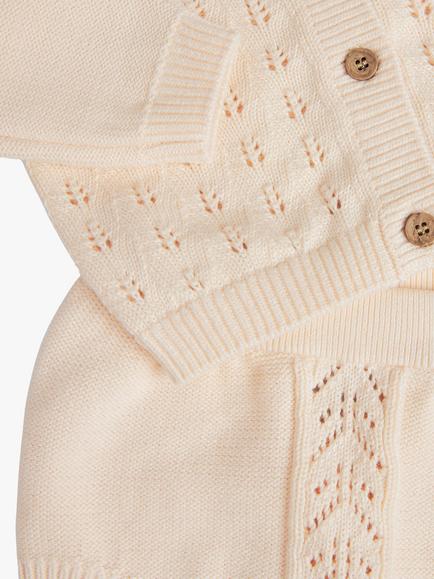 The Little Tailor Baby Three Piece Cardigan, Bloomer & Bonnet Set - view 2, Pink