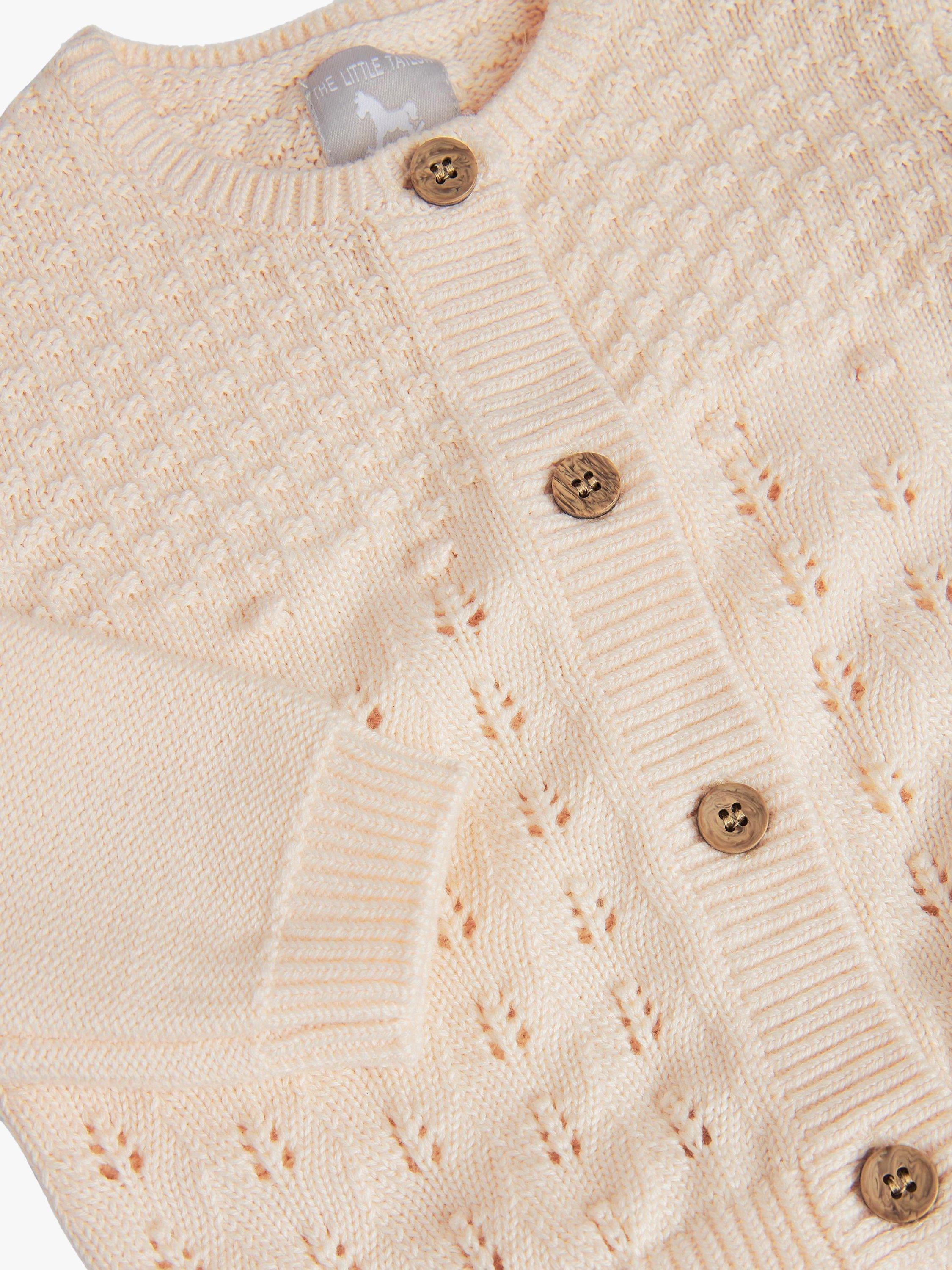 Product image 5 of 8, which shows The Little Tailor Baby Three Piece Cardigan, Bloomer & Bonnet Set, Pink, 0-3 months