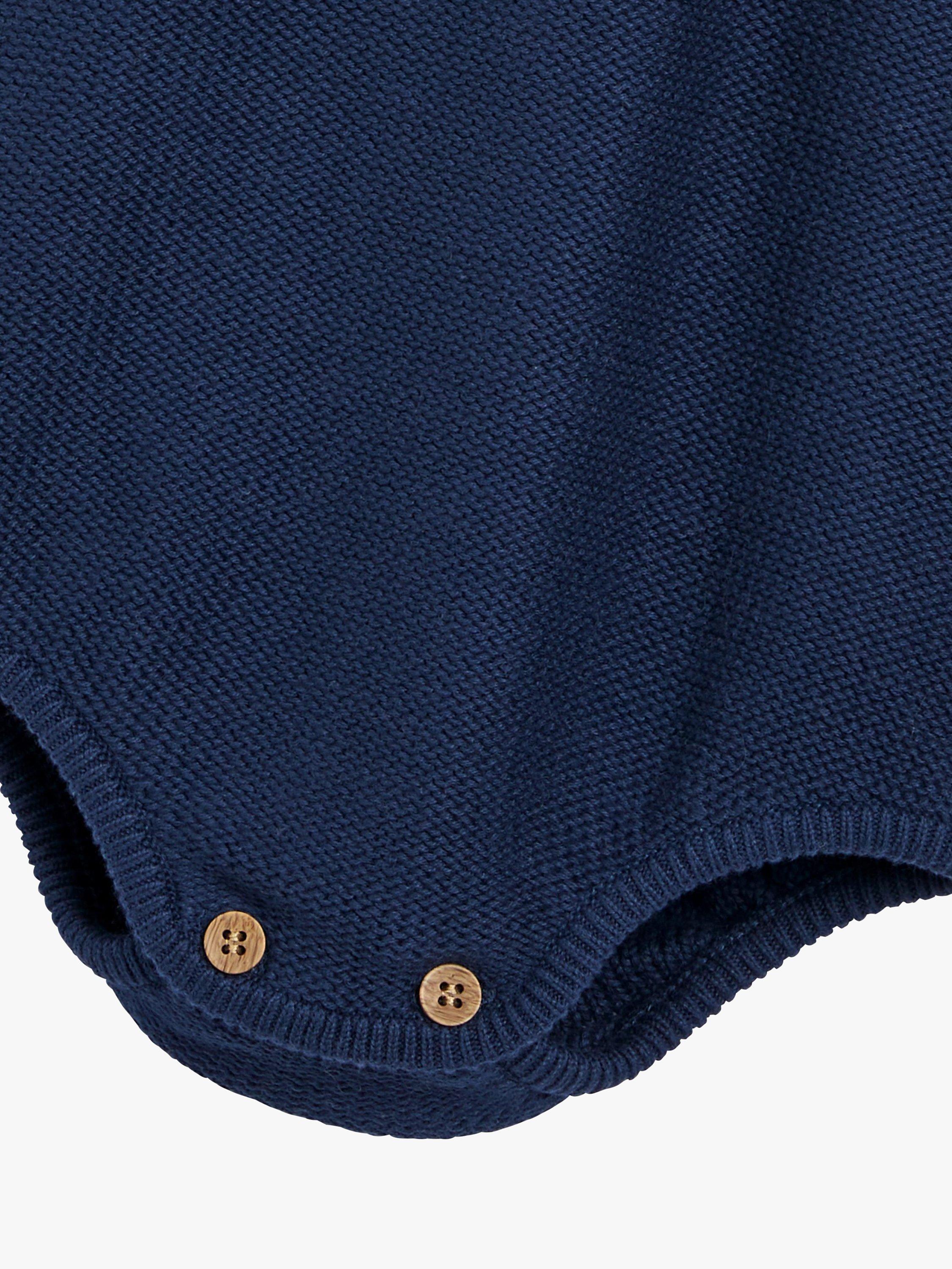 Product image 3 of 3, which shows The Little Tailor Baby Knitted Romper, Navy, 3 months