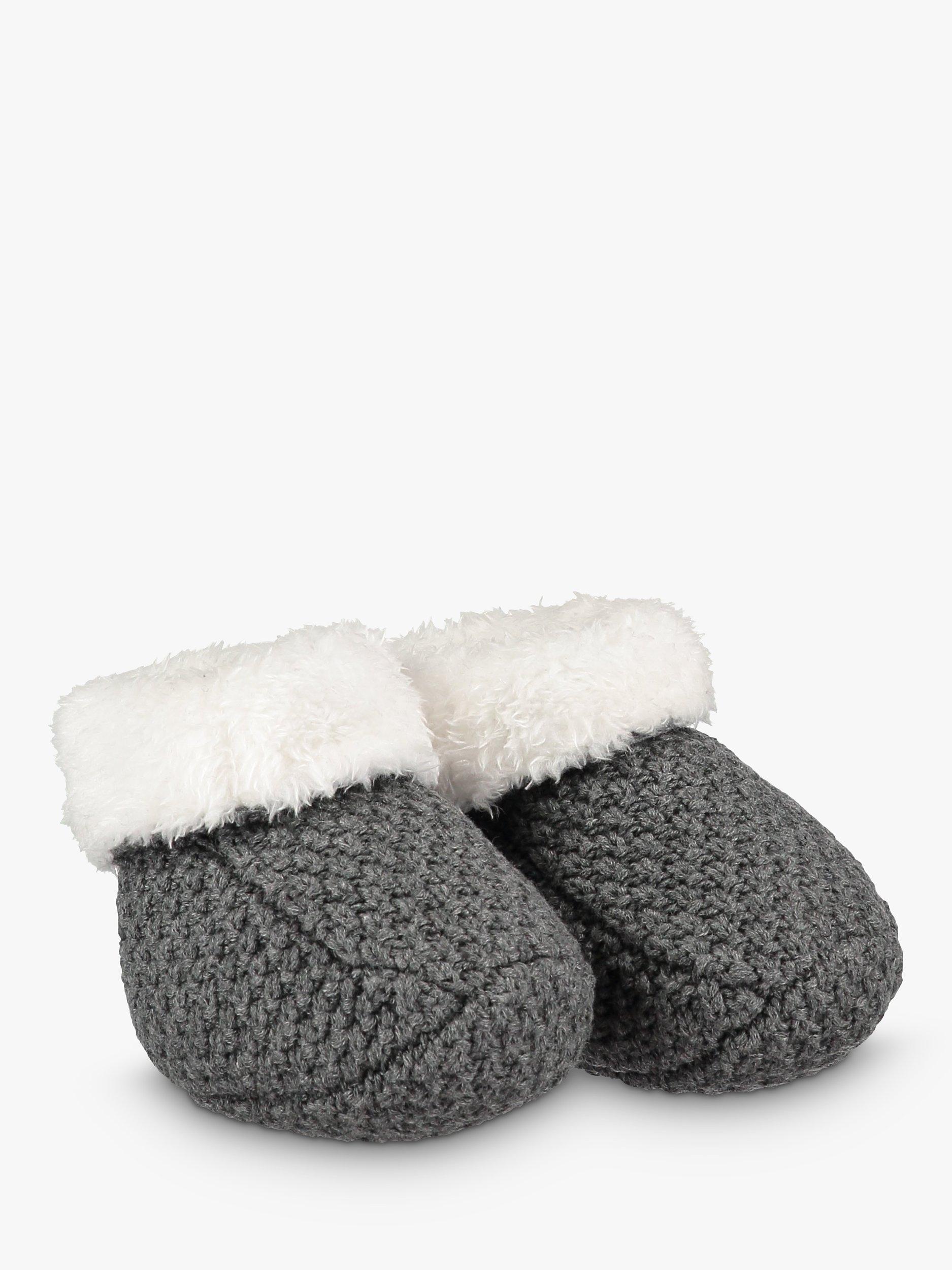 The Little Tailor Baby Knitted Booties, Charcoal Grey