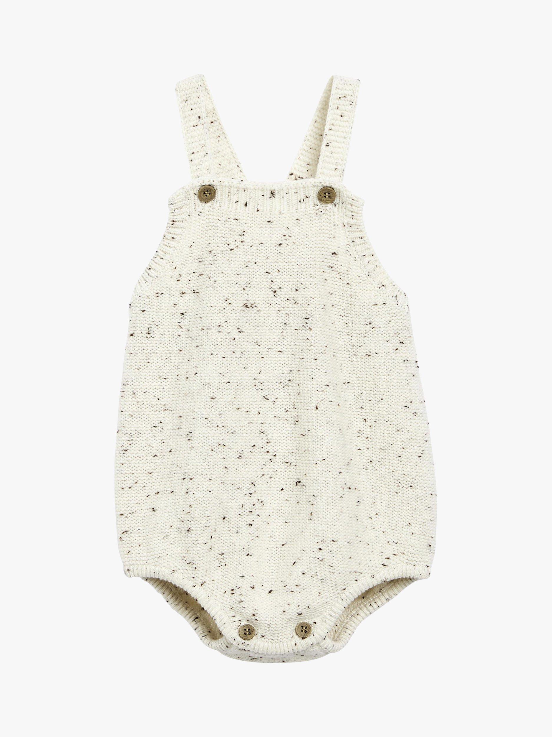 Product image 1 of 3, which shows The Little Tailor Baby Knitted Romper, Oatmeal, 6 months