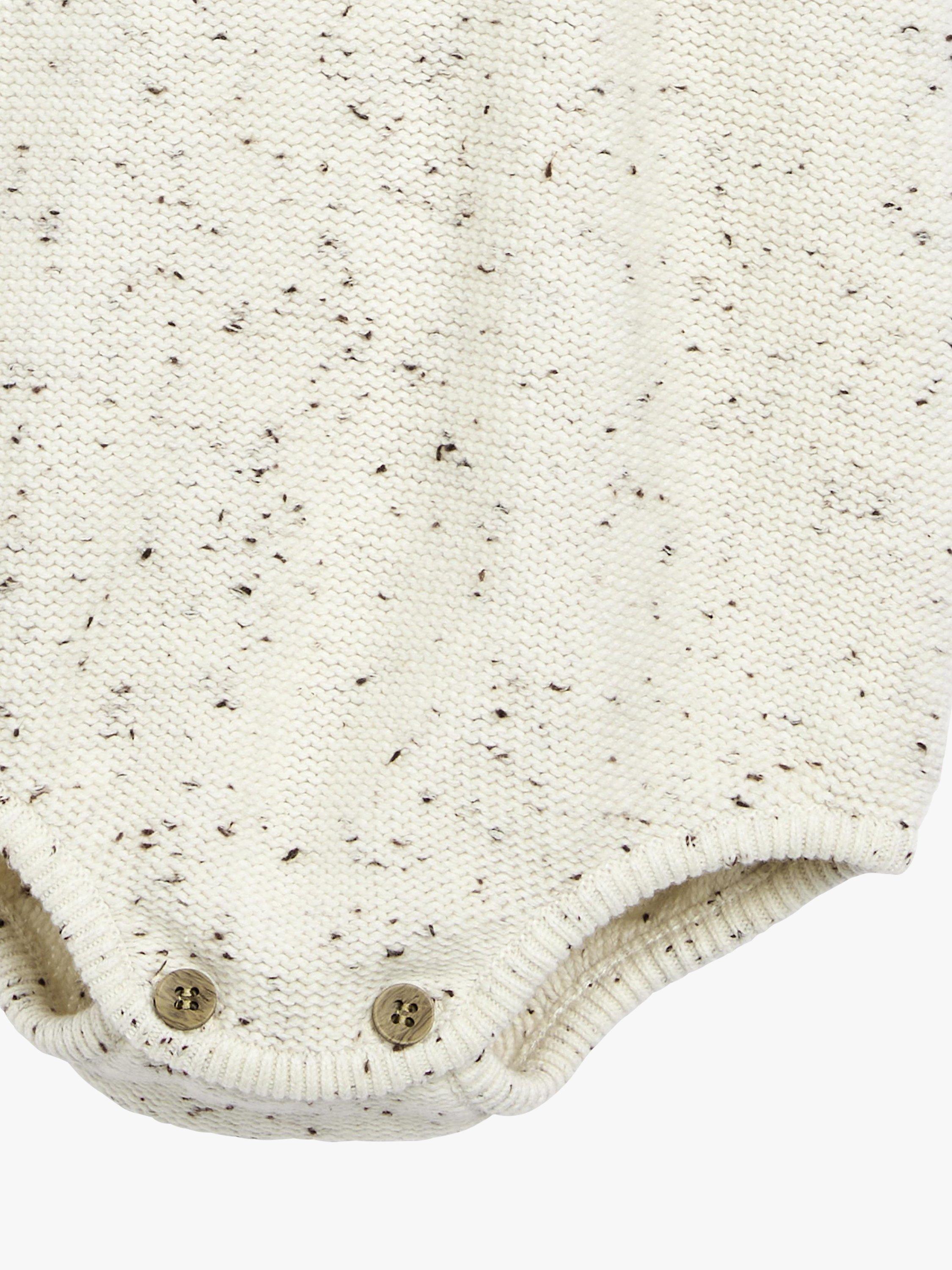 Product image 3 of 3, which shows The Little Tailor Baby Knitted Romper, Oatmeal, 6 months
