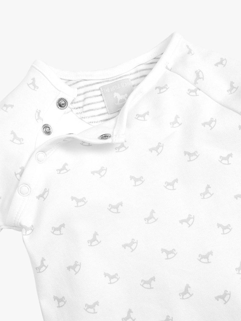 Product image 3 of 3, which shows The Little Tailor Baby Cotton Rocking Horse Sleepsuit, White, 6-9 months