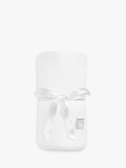 The Little Tailor Plush Knit Baby Blanket, White, White