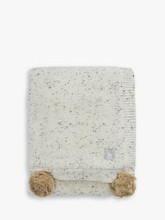 The Little Tailor Pom Pom Baby Blanket, Oatmeal