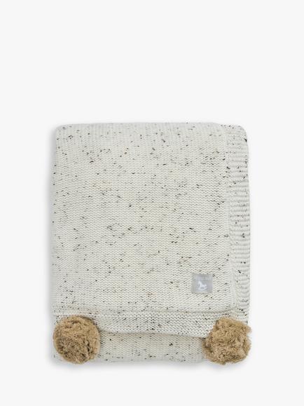 The Little Tailor Pom Pom Baby Blanket, Oatmeal, Oatmeal