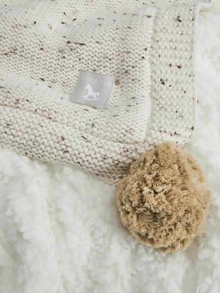 The Little Tailor Pom Pom Baby Blanket, Oatmeal - view 2, Oatmeal