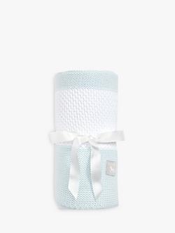The Little Tailor Stripe Cotton Knit Baby Shawl, Blue