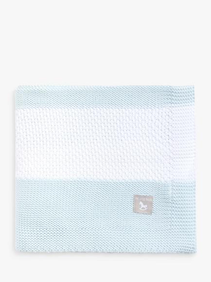 The Little Tailor Stripe Cotton Knit Baby Shawl - view 2, Blue