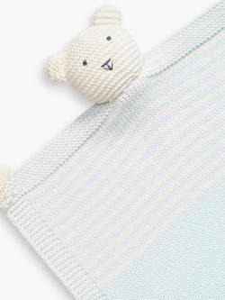 The Little Tailor Baby Knitted Bear Blanket Comforter - view 2, Blue/White