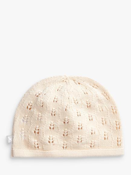 The Little Tailor Pointelle Cotton Knit Baby Hat, Pink