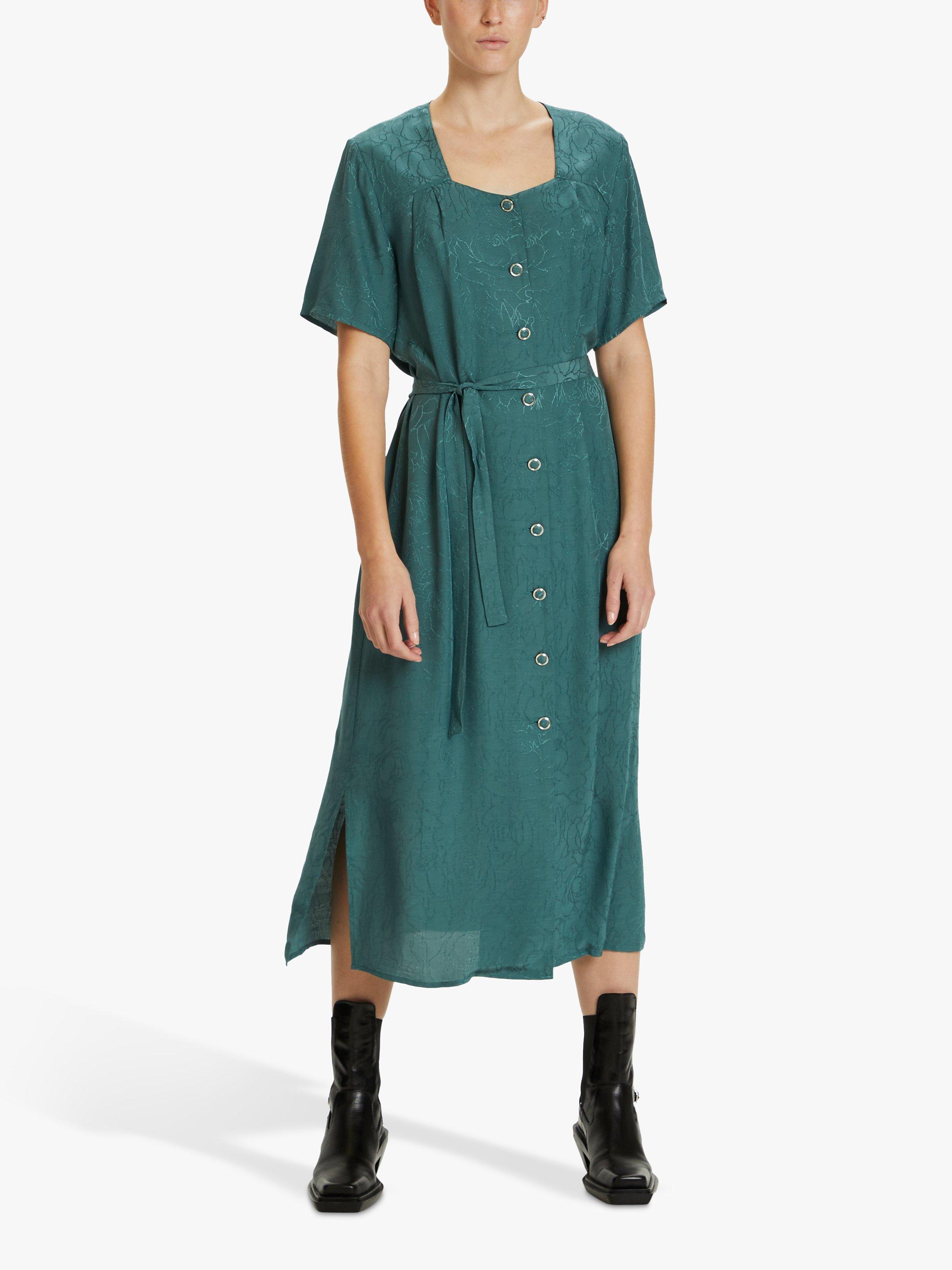 KAREN BY SIMONSEN Hendi Textural Floral Midi Dress, Silver Pine