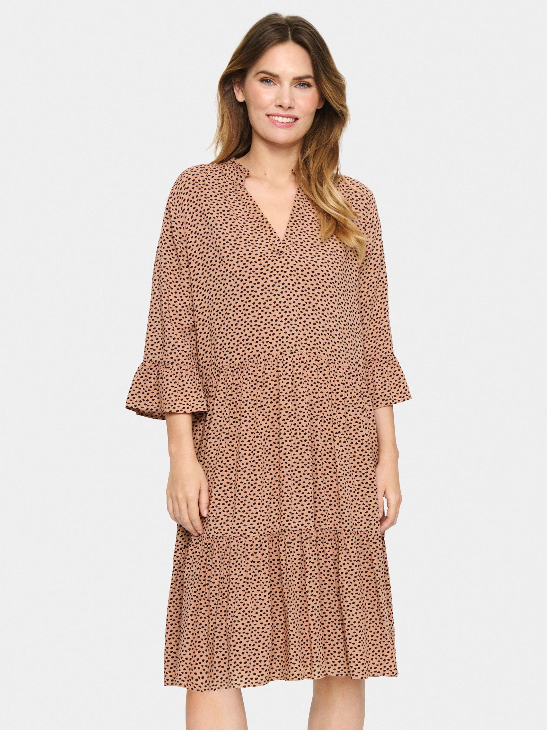 Saint Tropez Eda Pebbles Print Dress, Tan, XS