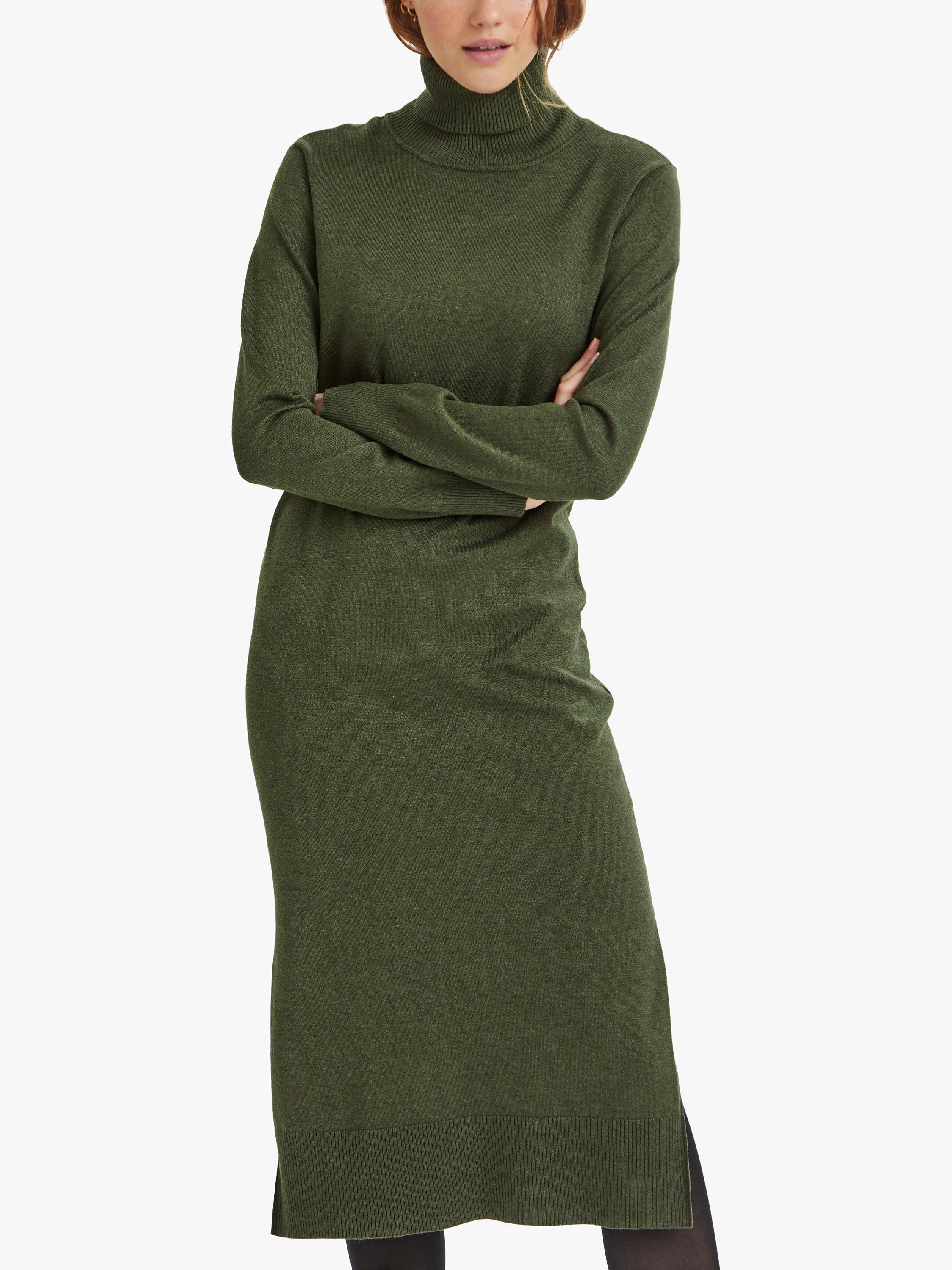 Product image 1 of 6, which shows Saint Tropez Mila Rollneck Midi Dress, Army Green, XS