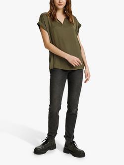 Saint Tropez Briana Jacquard Short Sleeve Top, Army Green