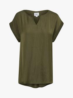 Saint Tropez Briana Jacquard Short Sleeve Top - view 2, Army Green