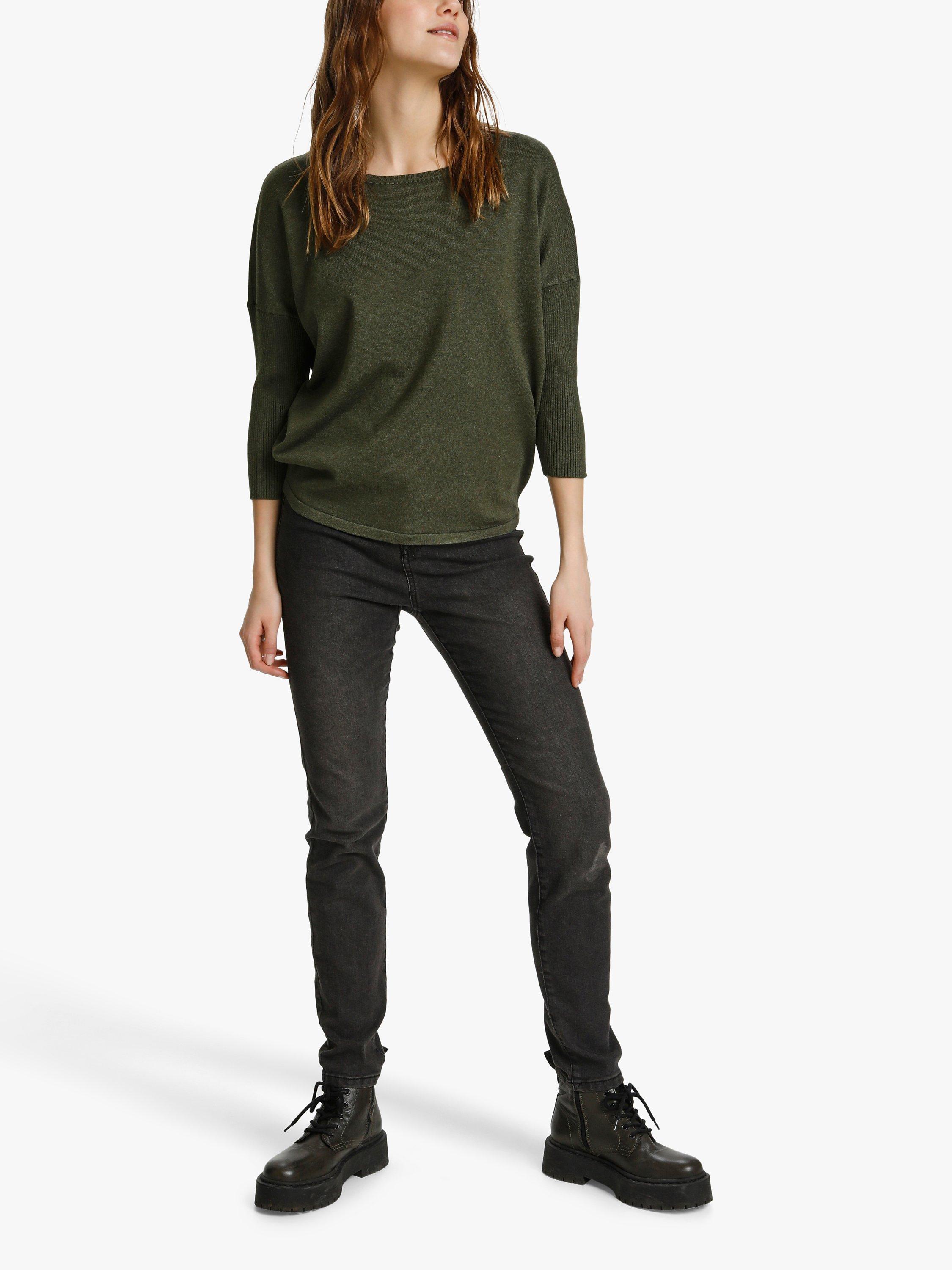 Product image 3 of 5, which shows Saint Tropez Mila 3/4 Sleeve Jumper, Army Green Melange, XS
